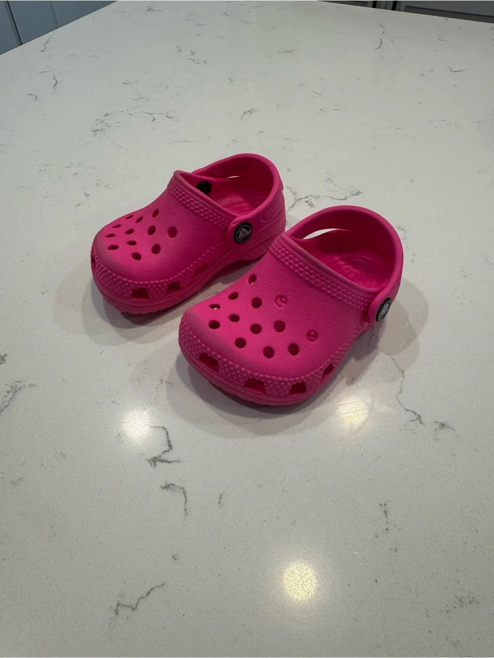 Pink toddler Crocs Classic Clogs in the 